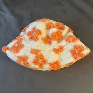 Urban Outfitters Cream and Orange Floral Bucket Hat